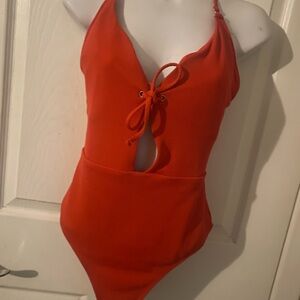 Orange Halter One-Piece Swimsuit XL